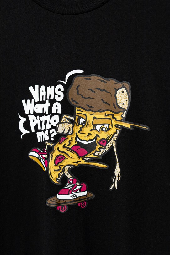 Αγορίστικα Παιδικό βαμβακερό μπλουζάκι Vans Pizza Me VN000NQ2BLK1 μαύρο