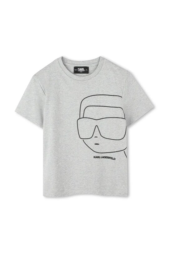 Παιδικό βαμβακερό μπλουζάκι Karl Lagerfeld Z30425.162.174 γκρί SS25