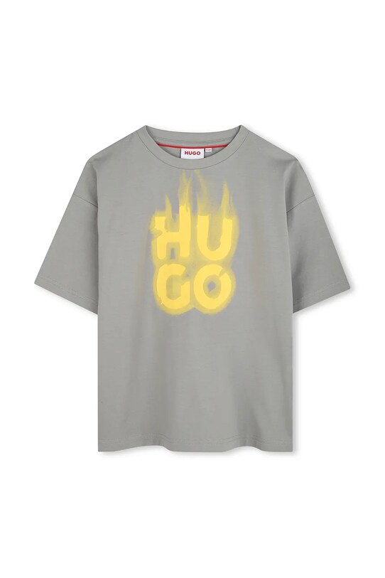 Παιδικό βαμβακερό μπλουζάκι HUGO G00338.114.150 γκρί SS25