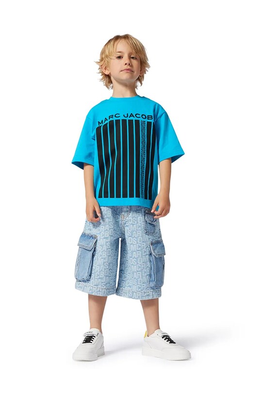Παιδικό βαμβακερό μπλουζάκι Marc Jacobs στάμπα μπλε W60451.86.108