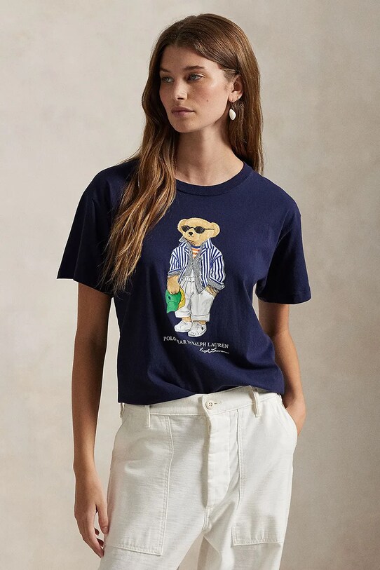 Βαμβακερό μπλουζάκι Polo Ralph Lauren βαμβάκι σκούρο μπλε 211959112