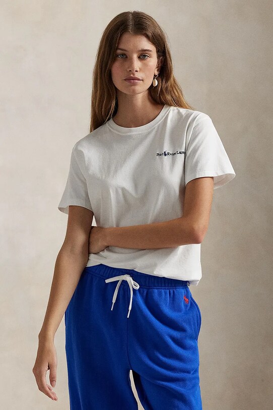 Βαμβακερό μπλουζάκι Polo Ralph Lauren βαμβάκι λευκό 211959114