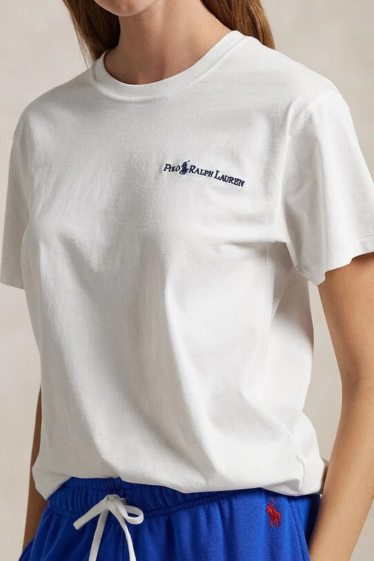 Βαμβακερό μπλουζάκι Polo Ralph Lauren λευκό 211959114
