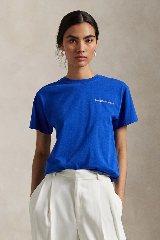 Βαμβακερό μπλουζάκι Polo Ralph Lauren βαμβάκι μπλε 211959114