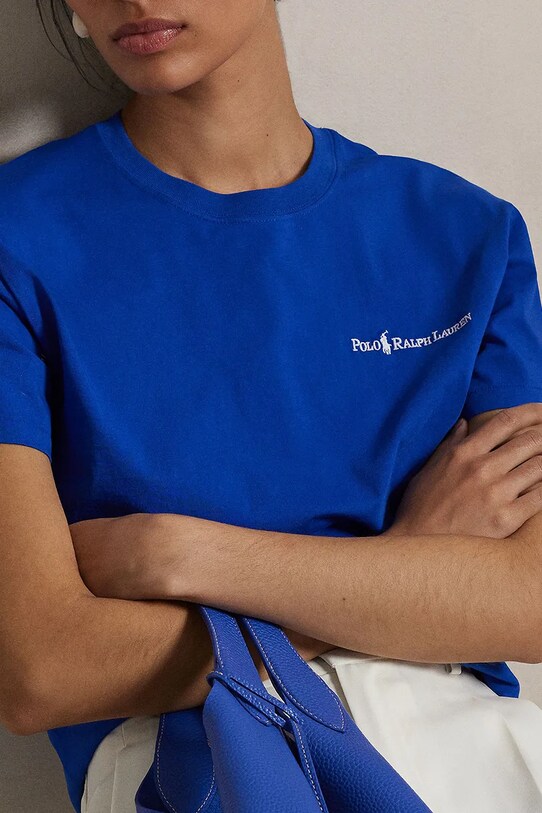 Βαμβακερό μπλουζάκι Polo Ralph Lauren μπλε 211959114