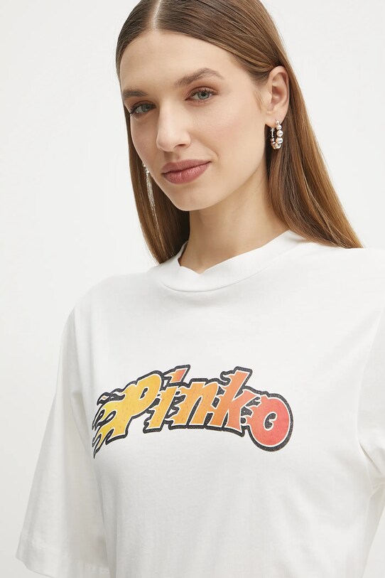 Βαμβακερό μπλουζάκι Pinko λευκό 104604.A2D9