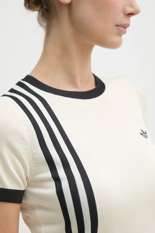T-shirt adidas Originals KNITTED 3S TEE JJ0961 μπεζ
