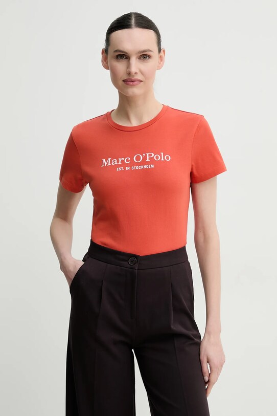 Βαμβακερό μπλουζάκι Marc O'Polo βαμβάκι πορτοκαλί 502229351055