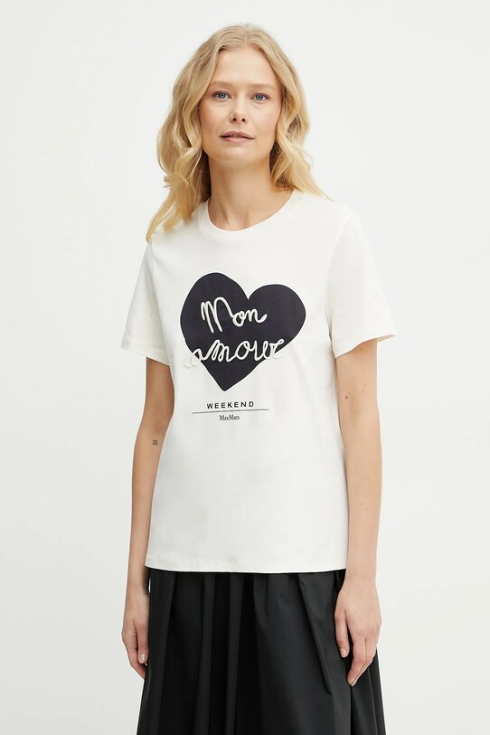 Βαμβακερό μπλουζάκι Weekend Max Mara βαμβάκι μπεζ 2515971051600