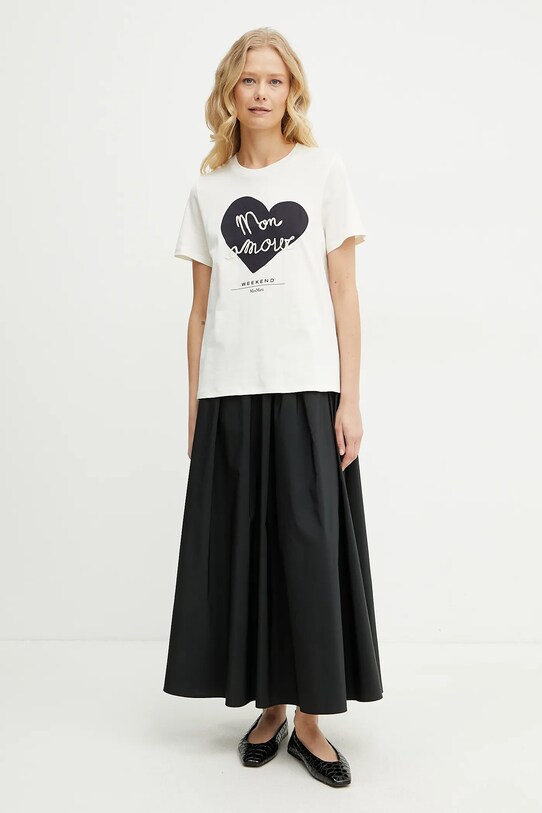 Βαμβακερό μπλουζάκι Weekend Max Mara 2515971051600 μπεζ SS25