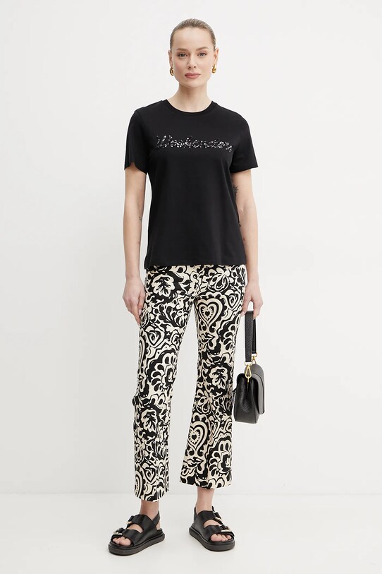 Βαμβακερό μπλουζάκι Weekend Max Mara 2515971051600 μαύρο SS25
