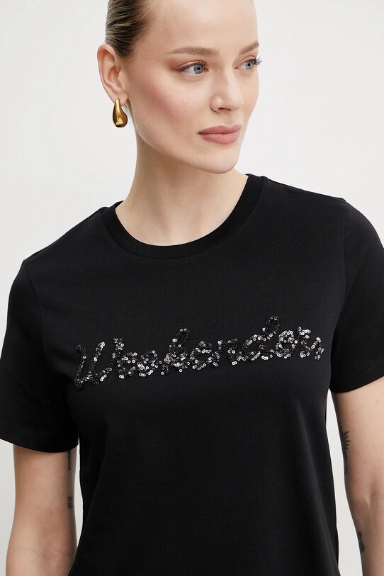 Βαμβακερό μπλουζάκι Weekend Max Mara μαύρο 2515971051600