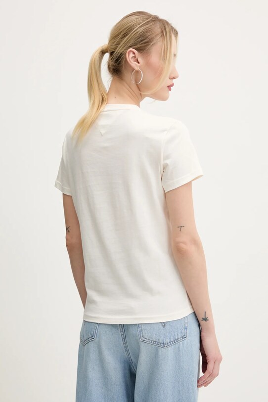 Ρούχα Βαμβακερό μπλουζάκι Tommy Jeans DW0DW21768 μπεζ