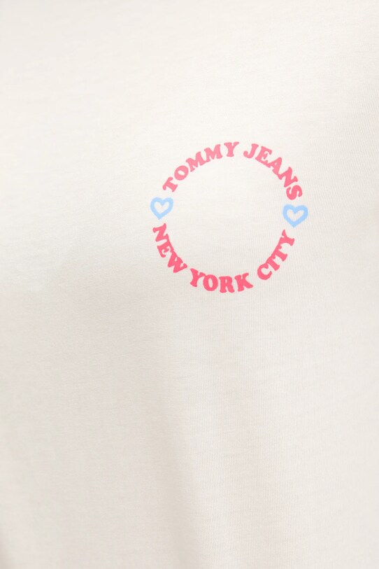 Βαμβακερό μπλουζάκι Tommy Jeans DW0DW21768 μπεζ