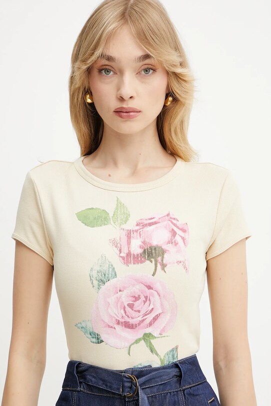 Μπλουζάκι Guess ROSE μπεζ W5GI33.KA0H1