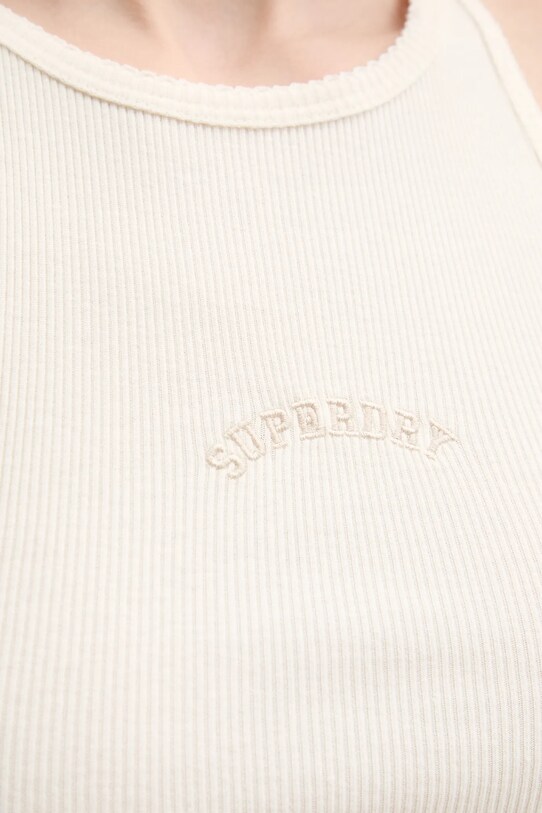 Βαμβακερό τοπ Superdry W6012145A.8ML μπεζ