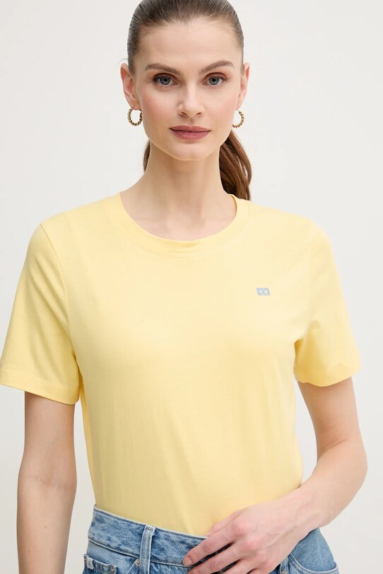 Βαμβακερό μπλουζάκι Tommy Hilfiger κίτρινο WW0WW45522