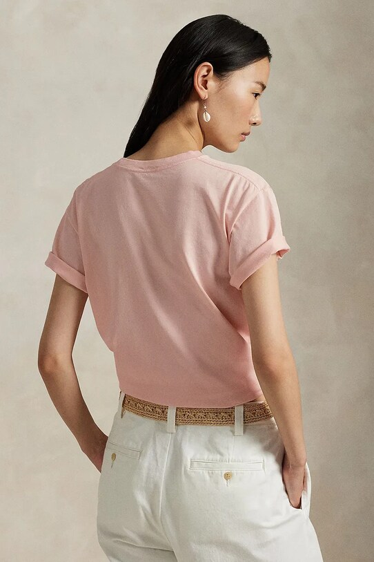 Βαμβακερό μπλουζάκι Polo Ralph Lauren 211965096 πορτοκαλί SS25
