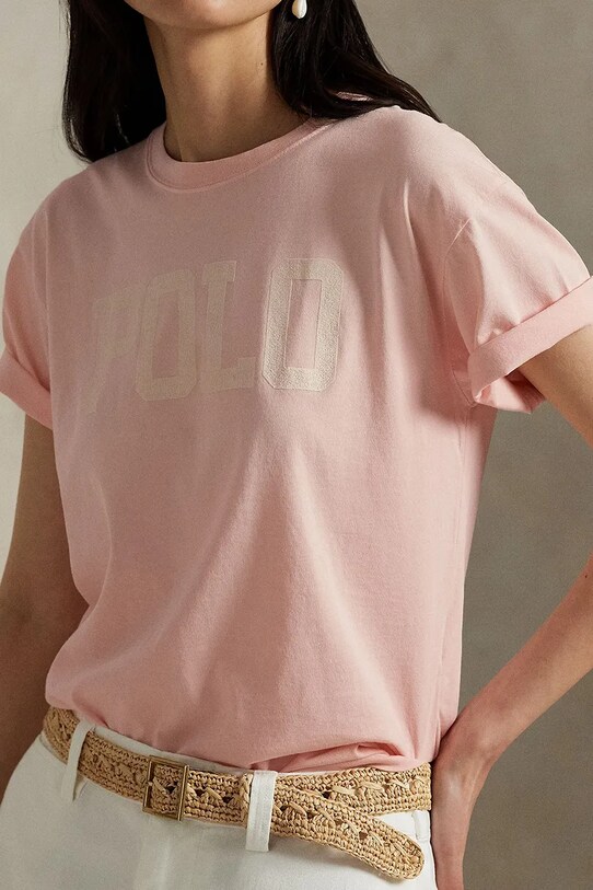 Βαμβακερό μπλουζάκι Polo Ralph Lauren πορτοκαλί 211965096