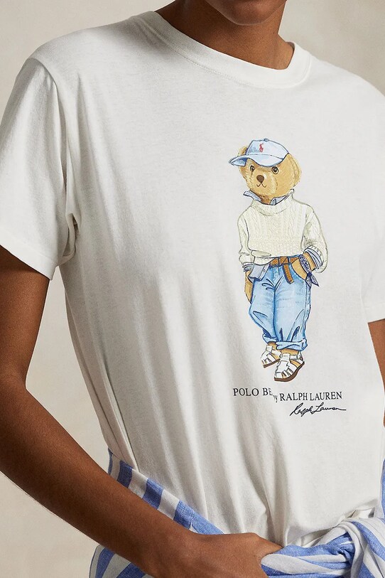 Βαμβακερό μπλουζάκι Polo Ralph Lauren λευκό 211965107