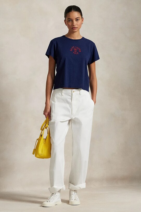 Ρούχα Βαμβακερό μπλουζάκι Polo Ralph Lauren 211965108 σκούρο μπλε