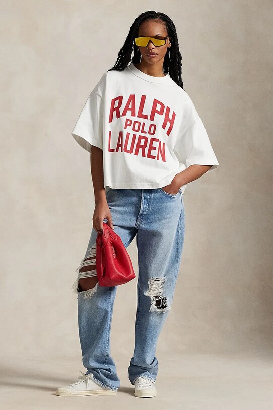 Ρούχα Βαμβακερό μπλουζάκι Polo Ralph Lauren 211965118 λευκό