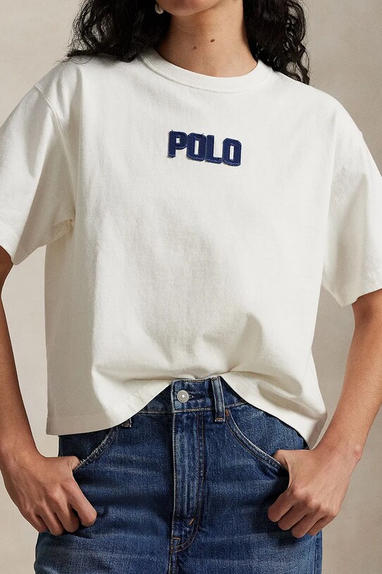 Βαμβακερό μπλουζάκι Polo Ralph Lauren λευκό 211965119