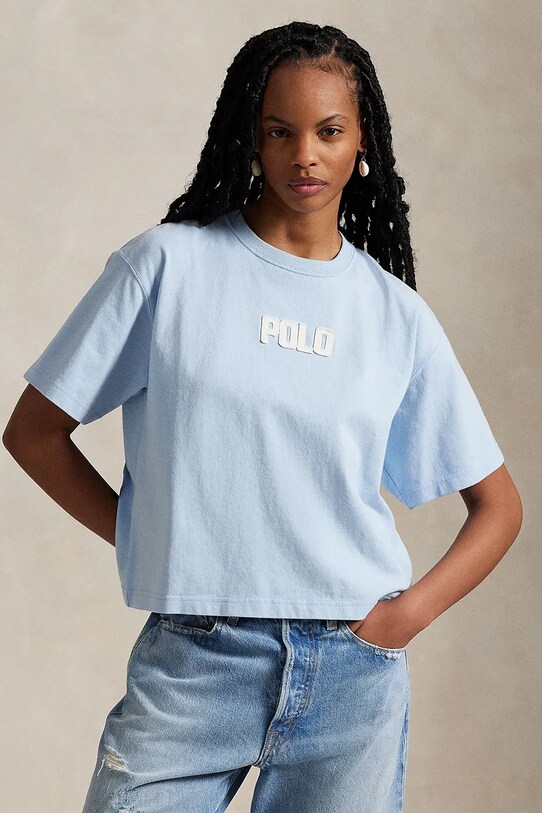 Βαμβακερό μπλουζάκι Polo Ralph Lauren βαμβάκι μπλε 211965119