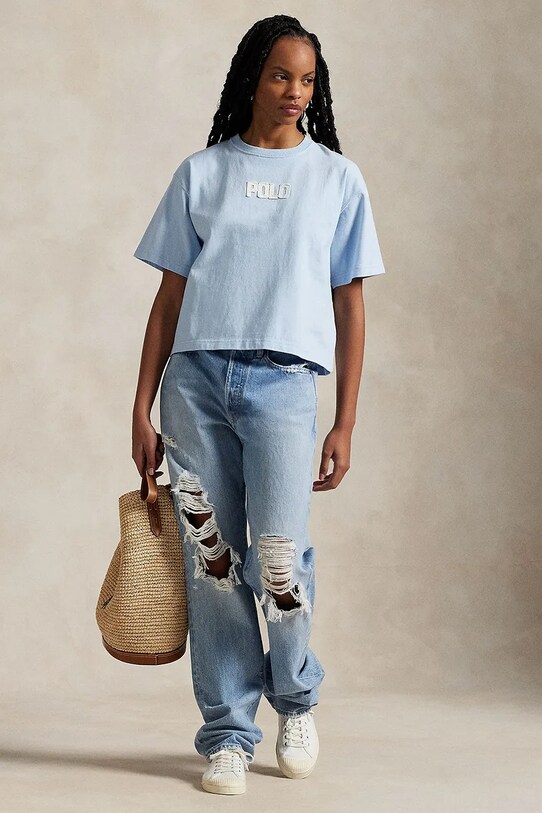 Ρούχα Βαμβακερό μπλουζάκι Polo Ralph Lauren 211965119 μπλε