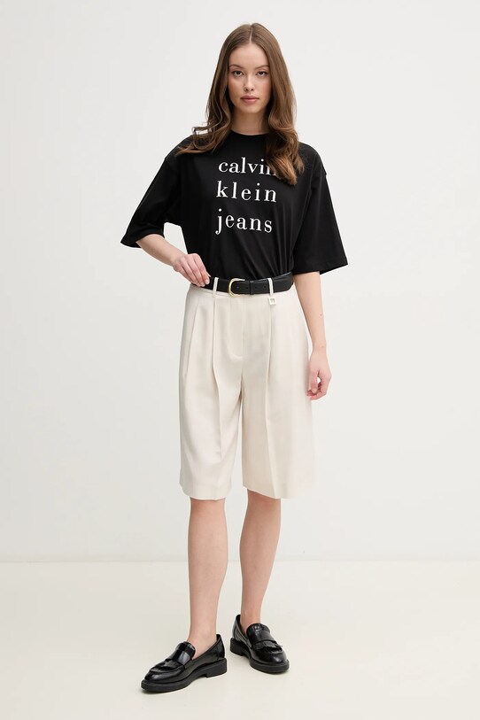 Βαμβακερό μπλουζάκι Calvin Klein Jeans LV047B827G μαύρο SS25