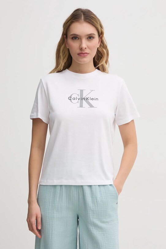 Βαμβακερό μπλουζάκι Calvin Klein Jeans βαμβάκι λευκό LV047B864G