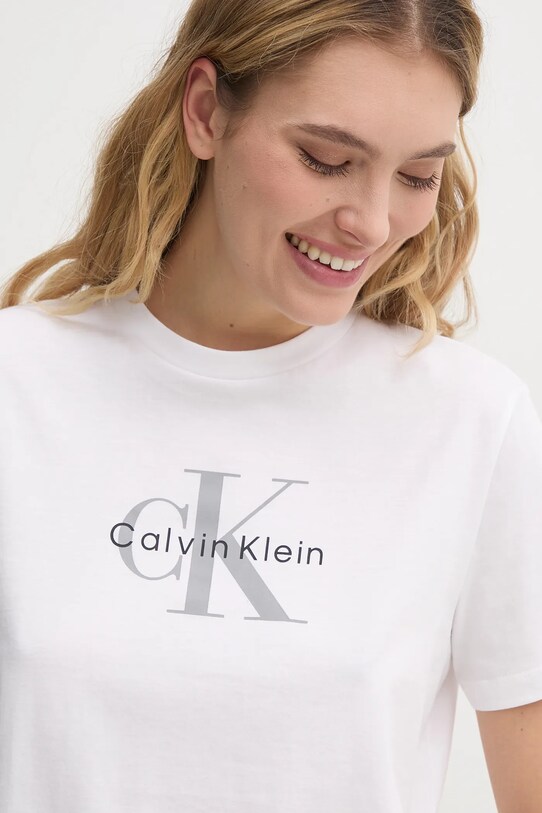 Βαμβακερό μπλουζάκι Calvin Klein Jeans λευκό LV047B864G
