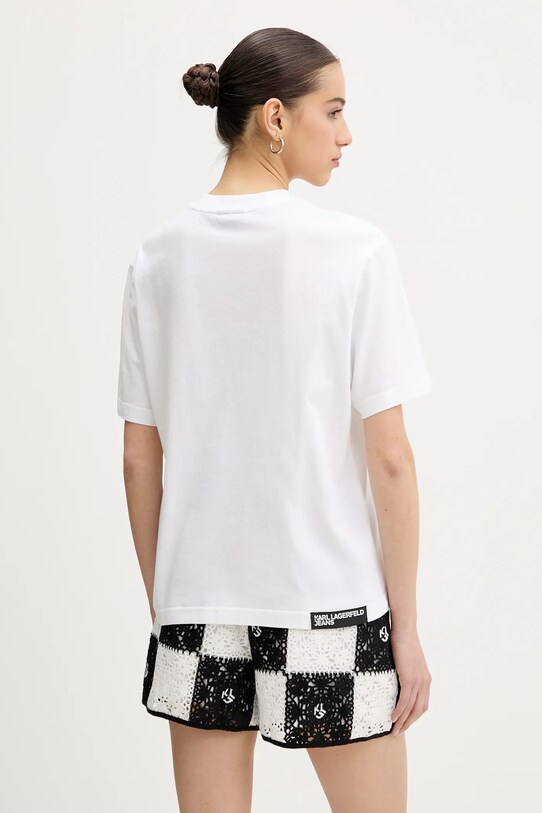 Ρούχα Βαμβακερό μπλουζάκι Karl Lagerfeld Jeans A2W17096 λευκό