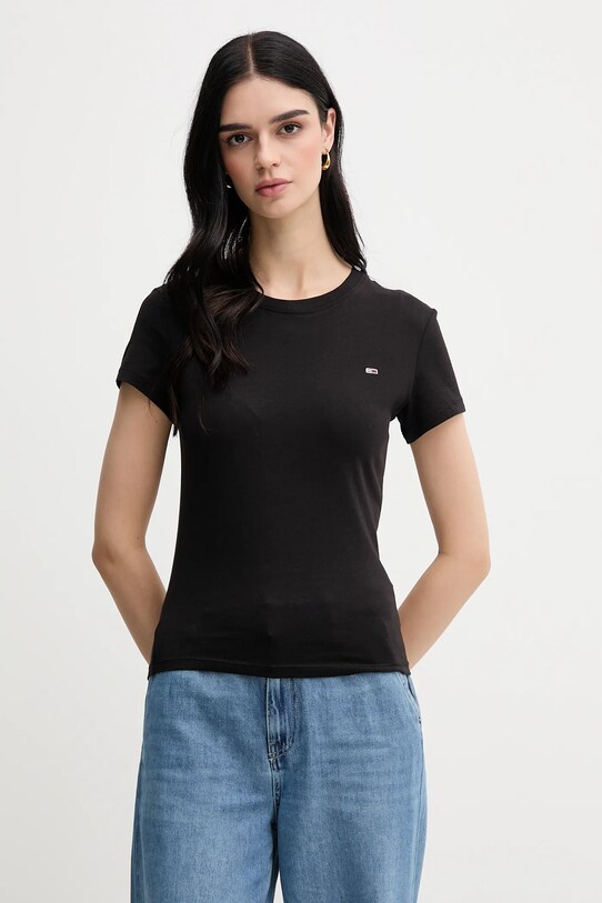 Βαμβακερό μπλουζάκι Tommy Jeans 2-pack DW0DW21366 μαύρο SS25