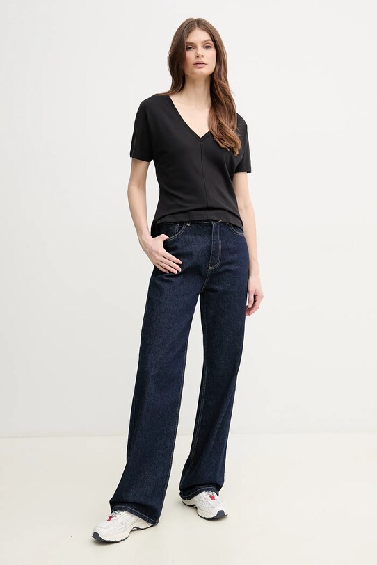 Μπλουζάκι Tommy Hilfiger WW0WW46114 μαύρο SS25