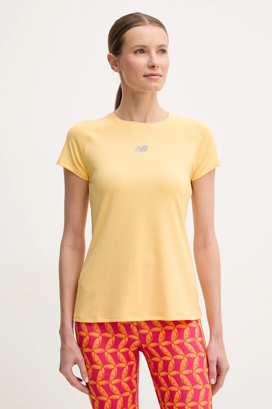 Μπλουζάκι για τρέξιμο New Balance Jacquard slim κίτρινο WT51223CEE