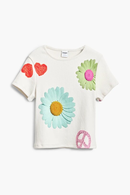 Παιδικό μπλουζάκι Desigual 25SGTK18 λευκό SS25