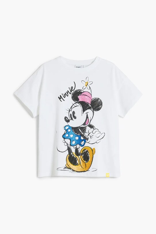 Παιδικό βαμβακερό μπλουζάκι Desigual x Disney 25SGTK19 λευκό SS25