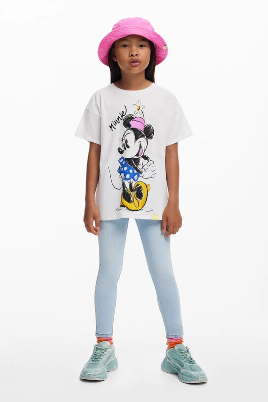 Παιδικό βαμβακερό μπλουζάκι Desigual x Disney 25SGTK19 λευκό