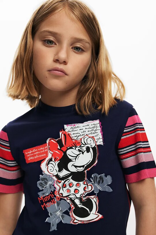 Παιδικό βαμβακερό μπλουζάκι Desigual x Disney 25SGTK20 σκούρο μπλε
