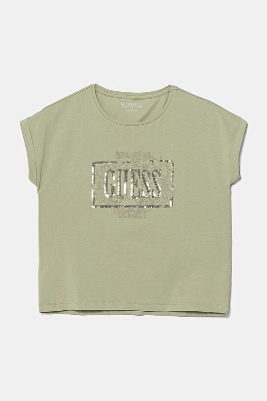 Παιδικό μπλουζάκι Guess απλικέ πράσινο J5GI18.K6YW4.PPYA