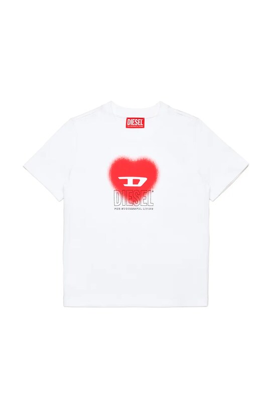 Παιδικό βαμβακερό μπλουζάκι Diesel TCUORE T-SHIRT στάμπα λευκό J02233