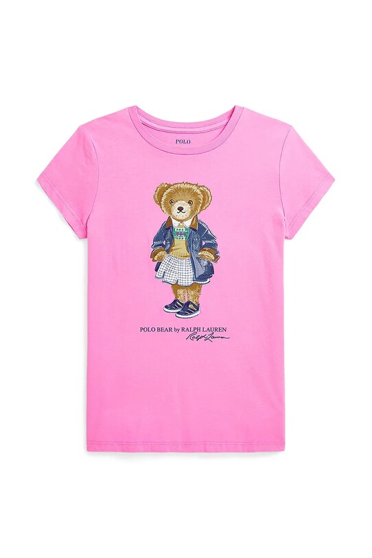 Παιδικό βαμβακερό μπλουζάκι Polo Ralph Lauren στάμπα ροζ 313965154001