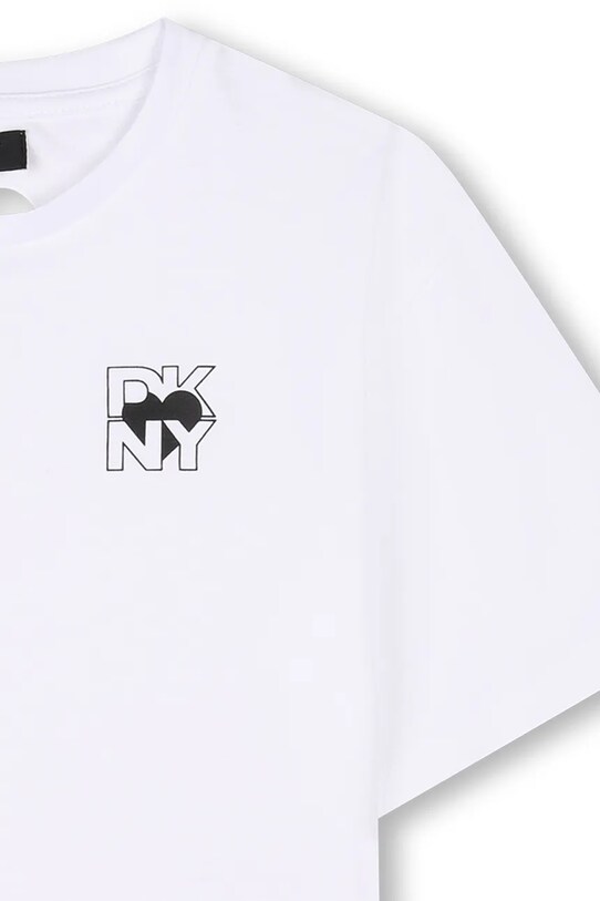 Παιδικό βαμβακερό μπλουζάκι Dkny λευκό D62311.156.162