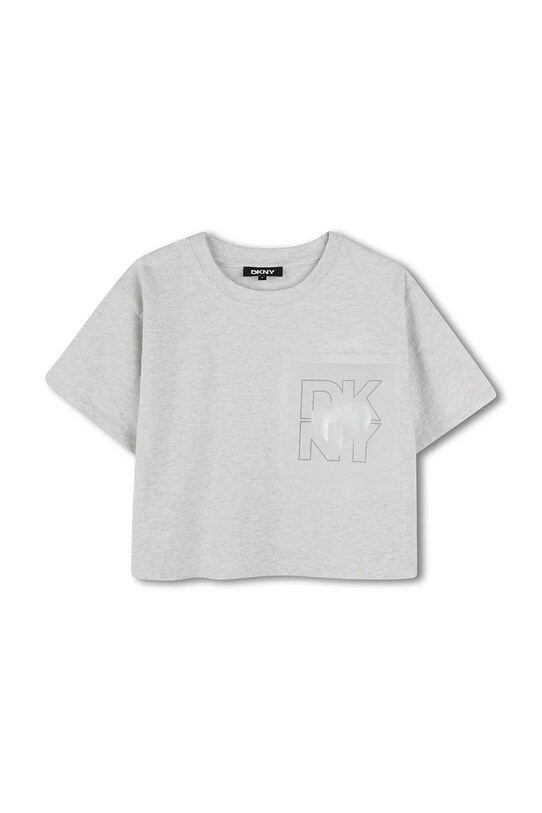 Παιδικό βαμβακερό μπλουζάκι Dkny στάμπα γκρί D62312.156.162
