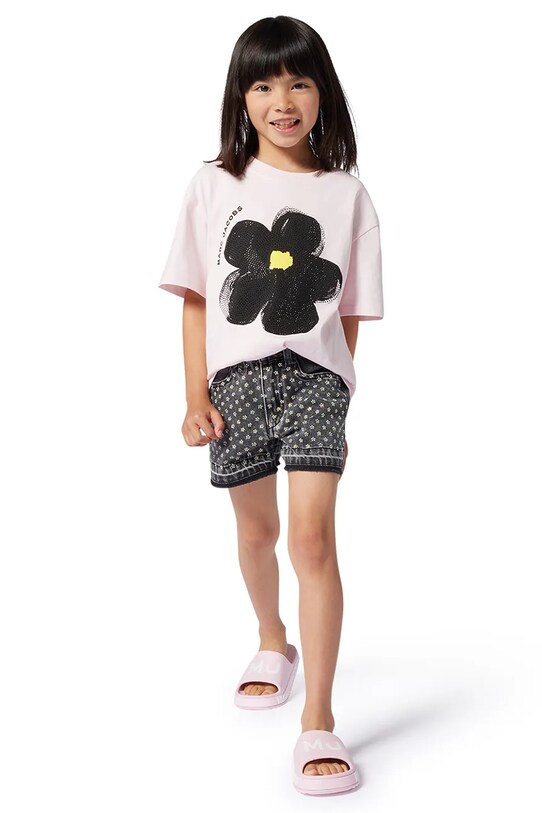 Παιδικό βαμβακερό μπλουζάκι Marc Jacobs στάμπα ροζ W60542.86.108
