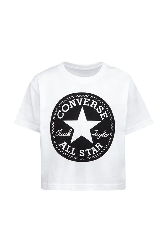 Παιδικό βαμβακερό μπλουζάκι Converse στρογγυλό λευκό 369787