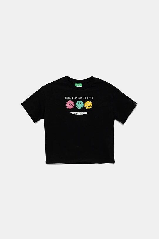 Παιδικό βαμβακερό μπλουζάκι United Colors of Benetton στάμπα μαύρο 3I1XC10NQ.G.Seasonal