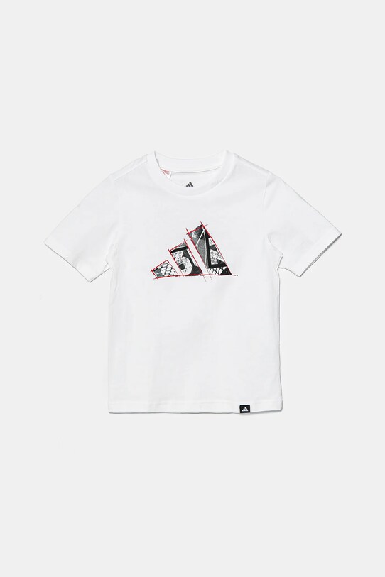 Παιδικό βαμβακερό μπλουζάκι adidas JI6672 λευκό SS25