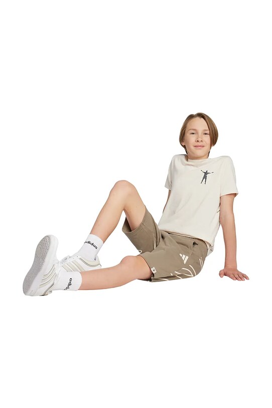 Παιδικό βαμβακερό μπλουζάκι adidas Performance JX1948 μπεζ